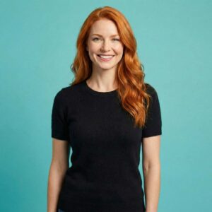 גופיה אנגורה לנשים שרוול קצר גזרת צוואר מעוגלת