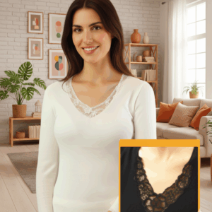 גופיה אנגורה לנשים שרוול ארוך + תחרה גיפור