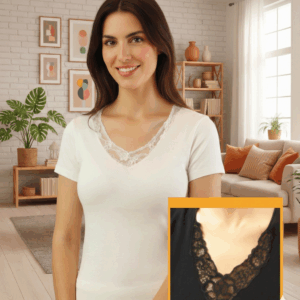 גופיה אנגורה לנשים שרוול קצר עם תחרה גיפור